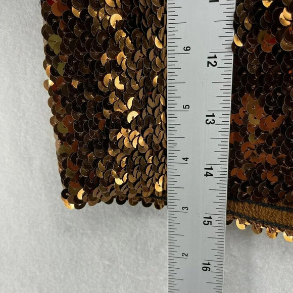 Asos Skirt Women's Sz 6 Gold Sequin Mini Bandage High-Rise Elastic Waist Stretch - Picture 4 of 7